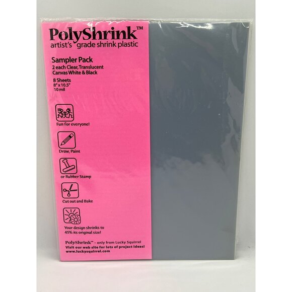 PolyShrink Artists Grade Shrink Plastic Sampler Pack 8 Sheets 8x10" Clear White - Picture 1 of 2
